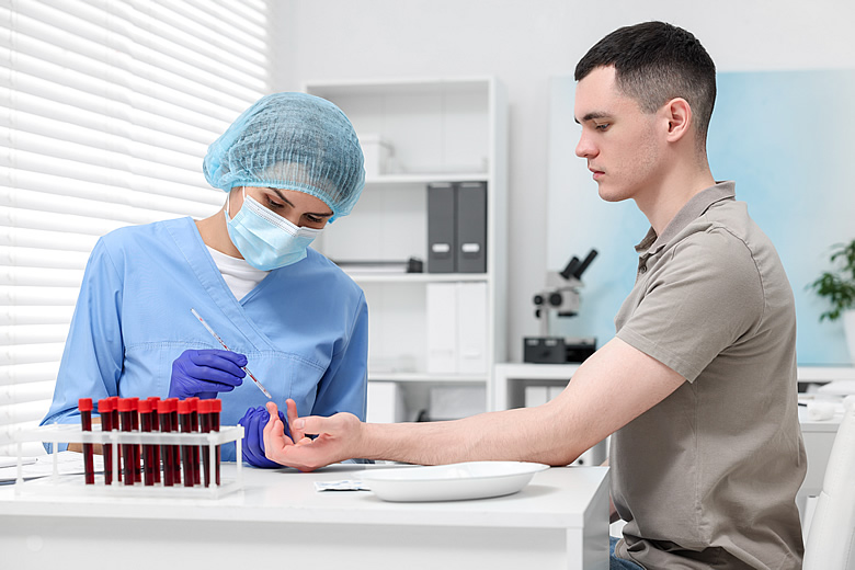 Man Having a Medical Test in Doctors Office
