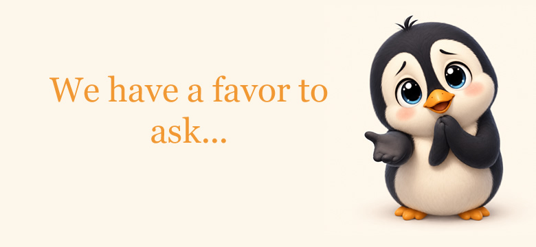 Cute penguin with a question