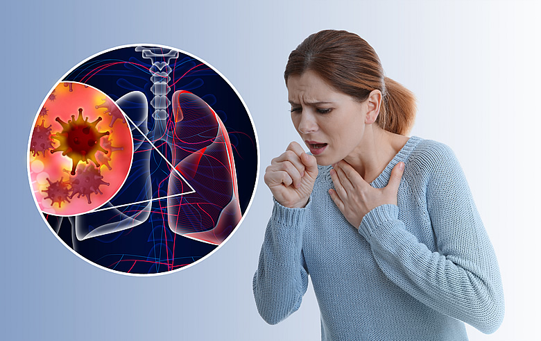 Woman Coughing with Respiratory Infection