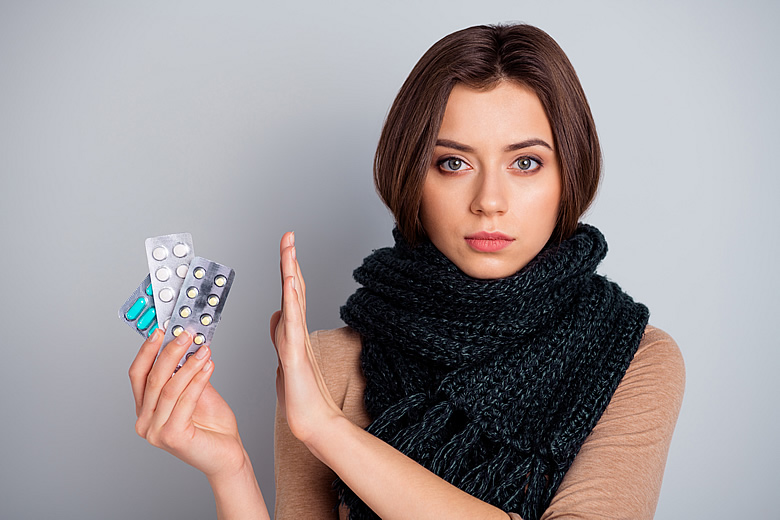 Woman Refusing Pills